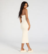 Simply Chic Strapless Ribbed Knit Midi Dress